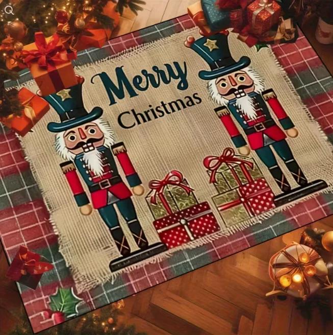 A Christmas Doormat Themed Decorative Gift with A Christmas Puppet Pattern Suitable for Use As A  At Living Room Bedroom Mats