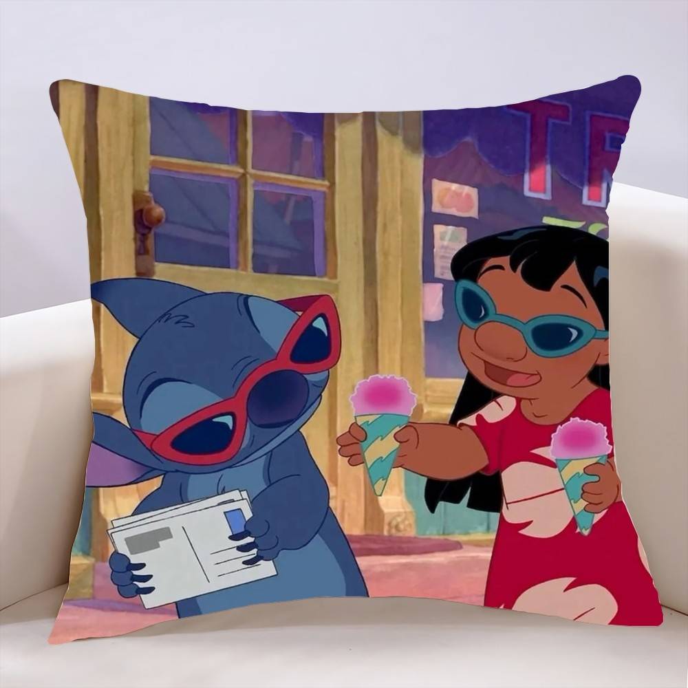 L-Lilo CartoonS-Stitchs Pillow Case Cushion Cover Soft Cute Throw Pillow Case For Car Sofa Pillowcase Polyester With Zipper