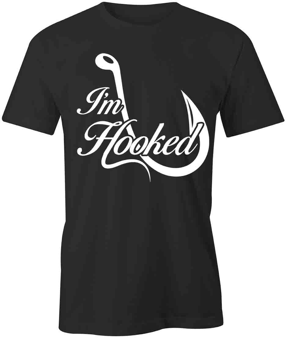 I M HOOKED TShirt Tee Short-Sleeved Cotton FISHING CLOTHING S1BSA127 L