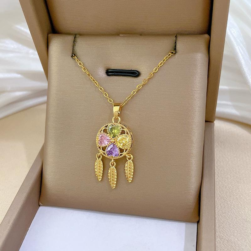 Dreamcatcher Shape Pendant Necklace for Women 2025 New Fashion Stainless steel Jewelry Wedding Party Accessories