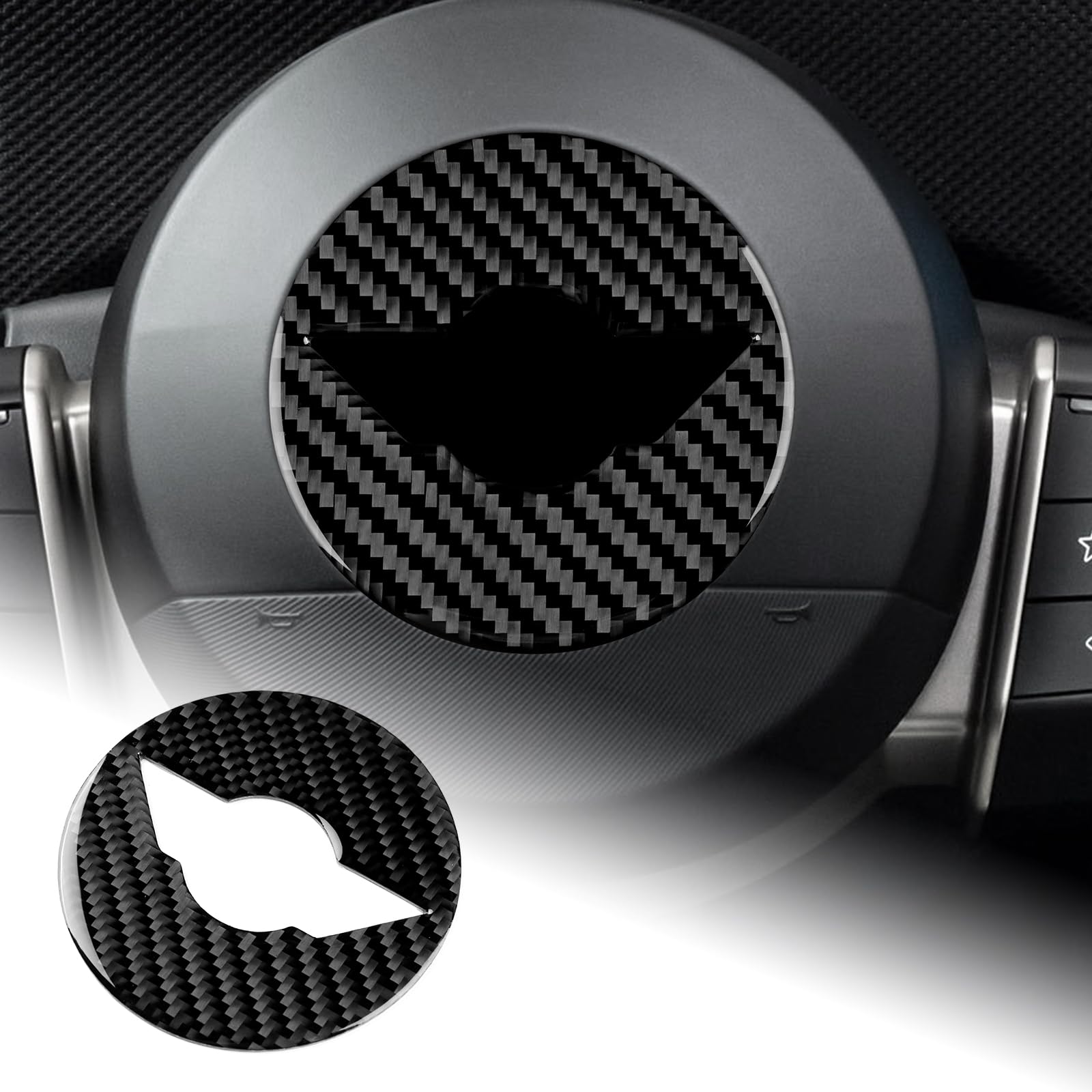 

AIRSPEED Carbon Fiber Interior Steering Wheel Emblem Sticker for Mini 3rd Generation and J01 EV Customizable Stylish and and comes with tape for easy чёрный