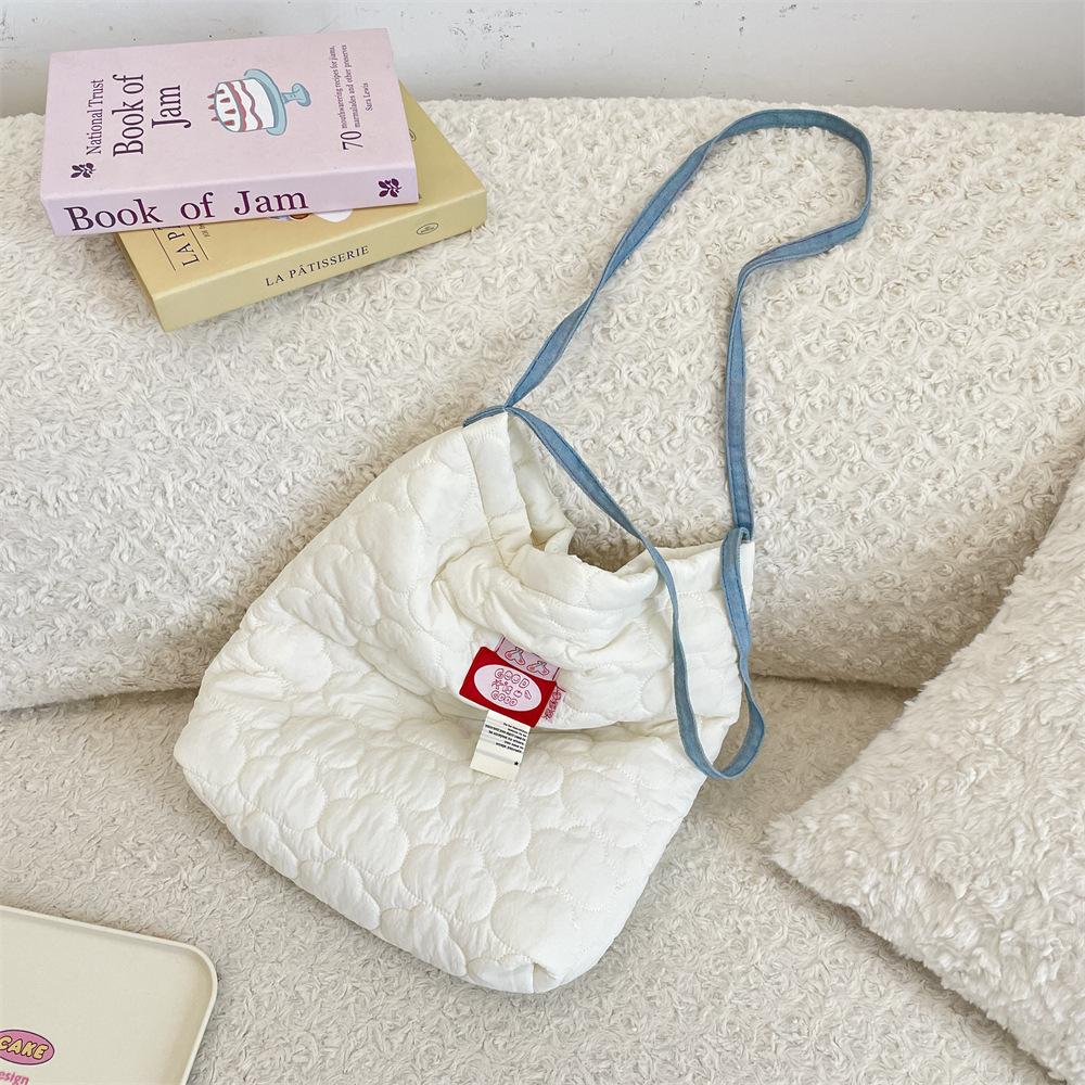 New quilted padded one-shoulder crossbody schoolbag for student women, practical large-capacity one-shoulder bag for women