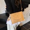 Handmade Straw Beach Shoulder Crossbody Bag Girls Envelope Woven Summer Small Hair Ball Cluth