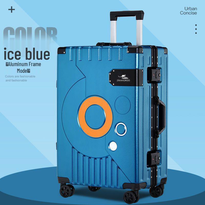 Aluminum Frame Leather Suitcase 20"/28" with Universal Wheels for Men, Women, Students