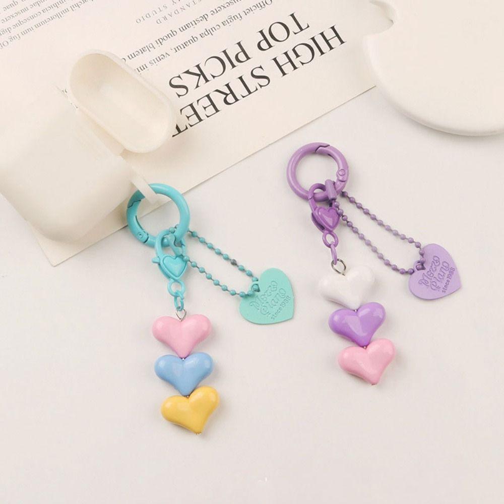 Heart Key chain Colorful Keychain pendant 2024 Earphone Case Pendant  Bag