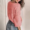Women's 2021 Hollow Solid Color Pullover Sweater - European & American Round Neck Bottoming Shirt.