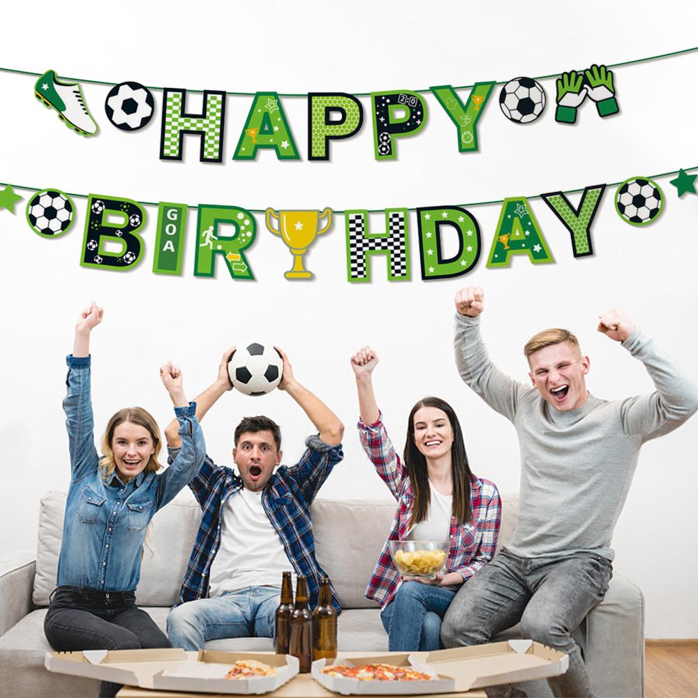 Football Sports Theme Party Banner Garlands Happy Birthday Party Decor Kids Boy Girl Soccer Pull Flag School Sport Theme Decor