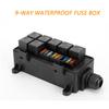 12V 9 Way Relay Box Blades Fuse Box Relay Block ATC/ATO Fuse Block with Relay Universal Waterproof Relay Box Kit for Car Truck