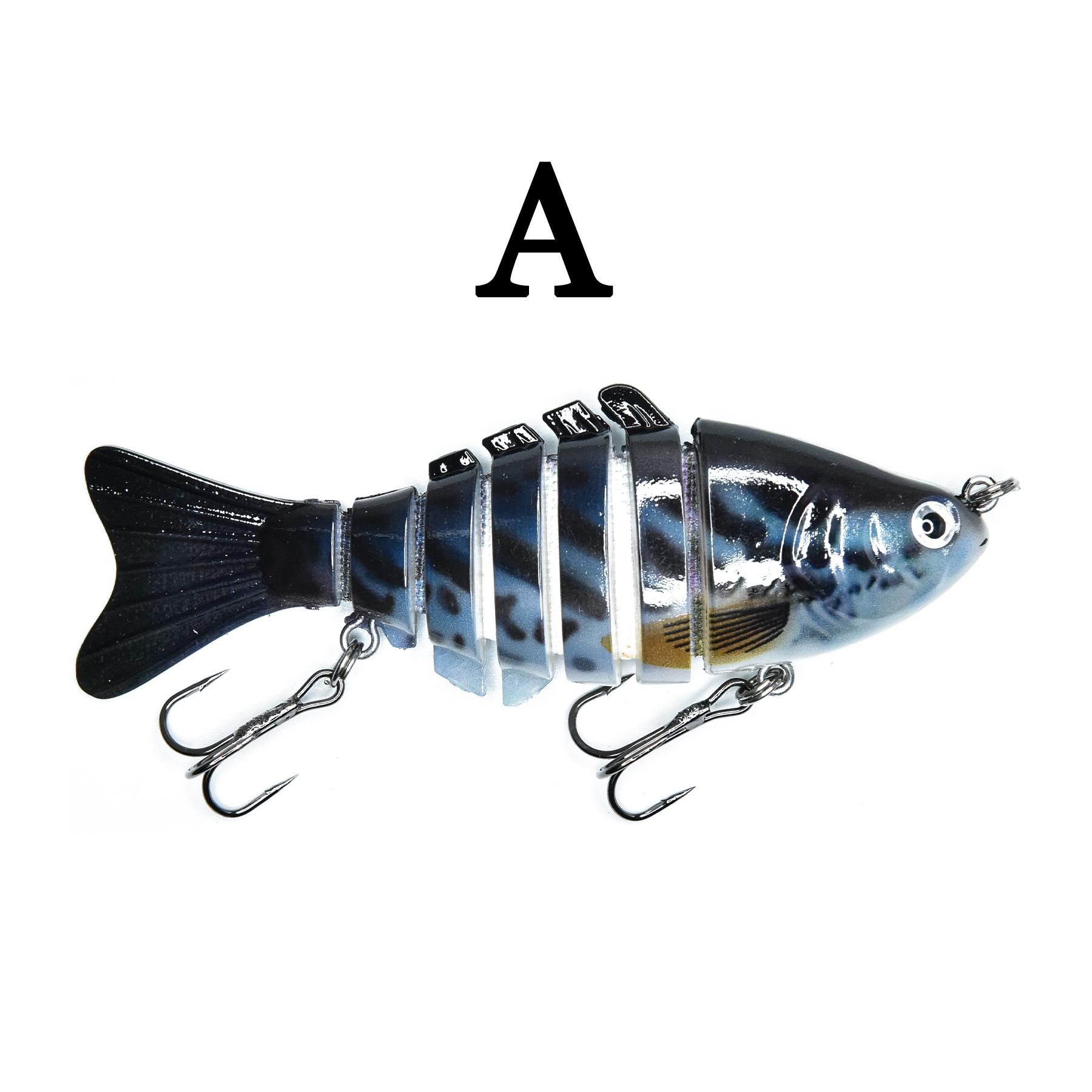 10cm 14.5g Multi-Section Swimbait Lure, Hard Bait Fishing Lure with 3D Eyes & Sharp Hooks 10cm серый