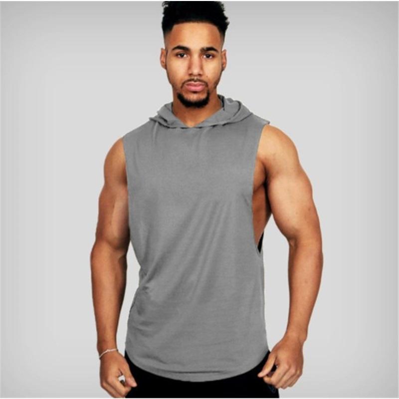  Herren Ärmelloses Tanktop mit Kapuze, Fitness-Tanktop, Pullover, Hoodies, Bodybuilding, Weste, Fitnessstudio, Sportbekleidung, Training  