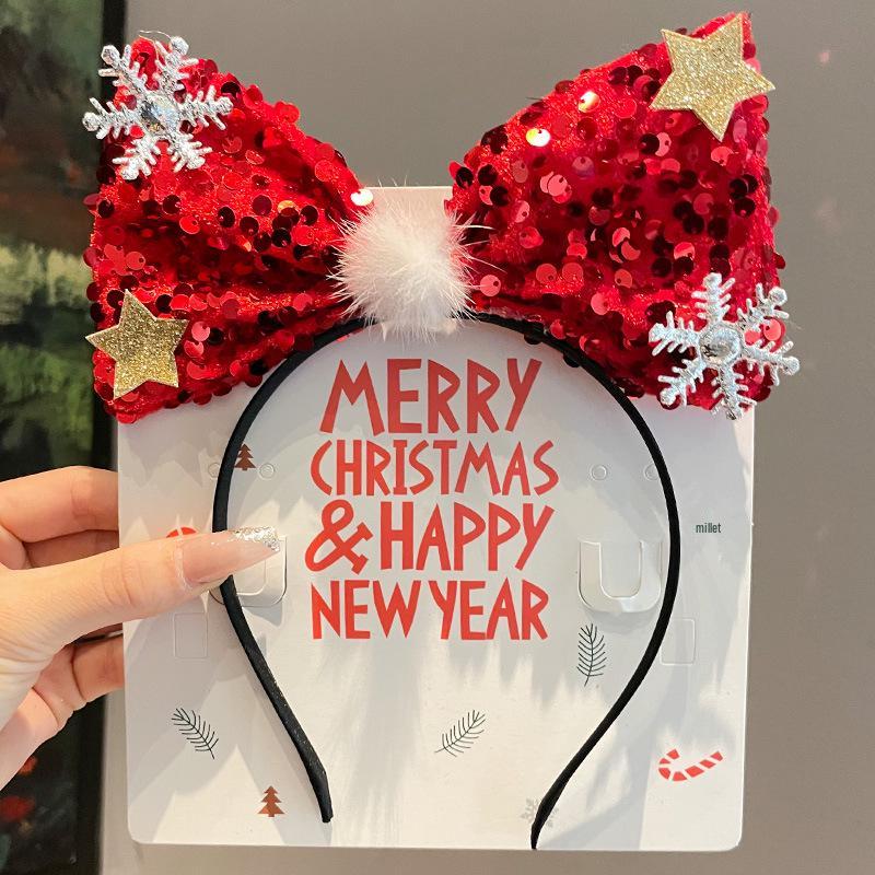 Mori Style Reindeer Antler Headband & Clips - Festive Red Hair Accessories for Women and Children