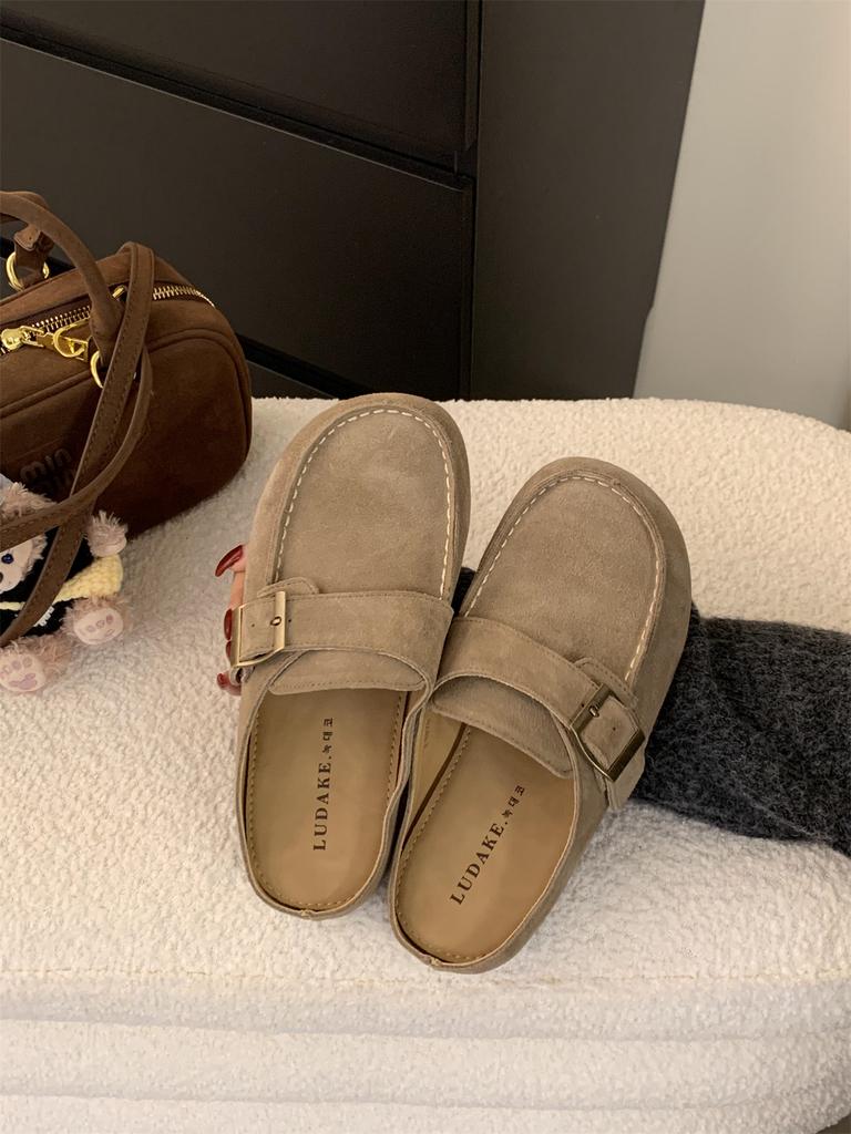 Fashion Walking Cozy Casual Baotou Half Slipper Loafers Female Fashion Slingback Slip On Mule For Women Platform New 2024 Design Comfort