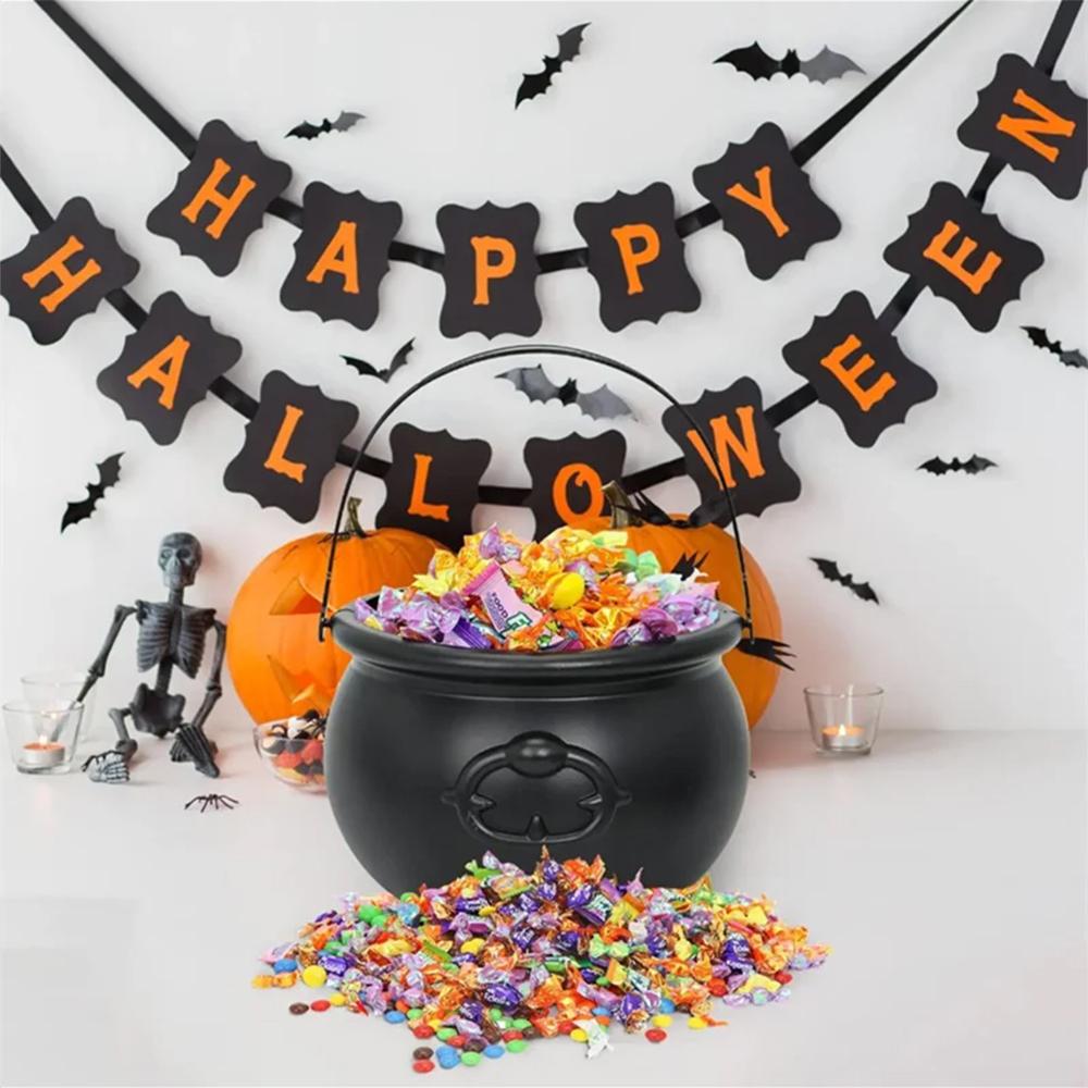 6/12pcs Halloween Candy Bucket Mini Black Candy Kettles Cauldron Pot Trick Or Treat Holder Halloween Party Decoration Prop