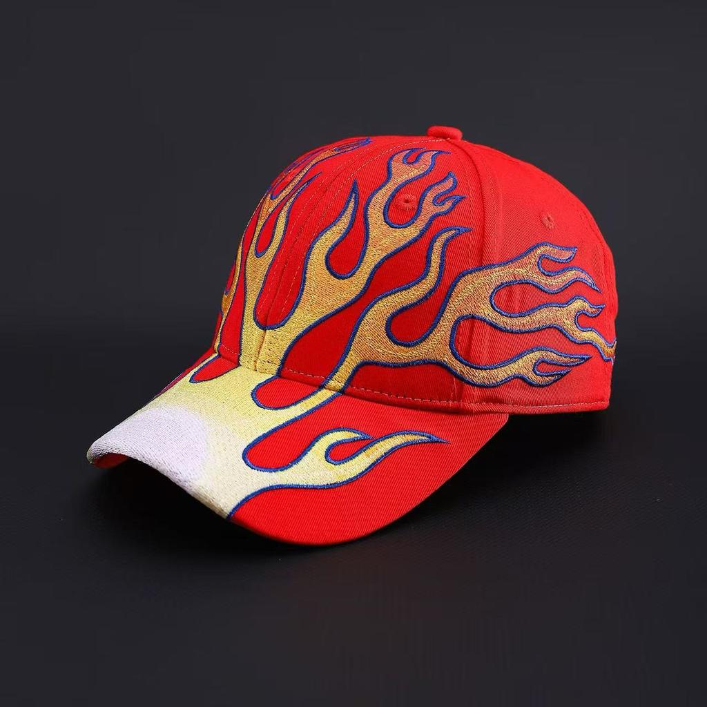 Heavy Industry High Quality Flame Flag Niche Baseball Cap Men'S And Women'S Shade Color Matching Personality Hip Hop Cap