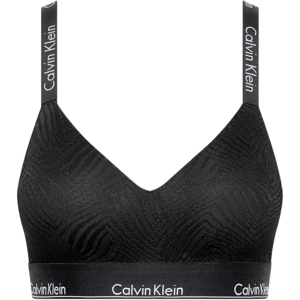 Calvin Klein Lightly Lined Bralette With Letter Straps Comfortable Versatile Bra Women underwear Black 000QF7797E-UB1