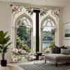 2 Pcs Retro Scenery Print Curtains,suitable for Bedroom,living Room Kitchen Decoration,home Decoration,window Decoration