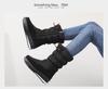Women's White Waterproof Non-Slip Fleece-Lined Snow Boots - Korean Style, Plus Size, Cotton, Thickened Winter Footwear