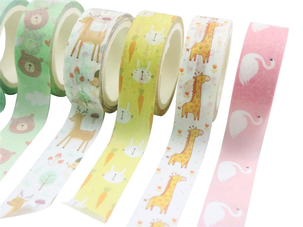 Yubbaex Masking Cute Designs of Favorite 15mm Perfect for Gift DIY and Notebook Decorations 8 Tape, Kids' Animals, Wide, Wrapping, Crafts, (Cute Zoo,