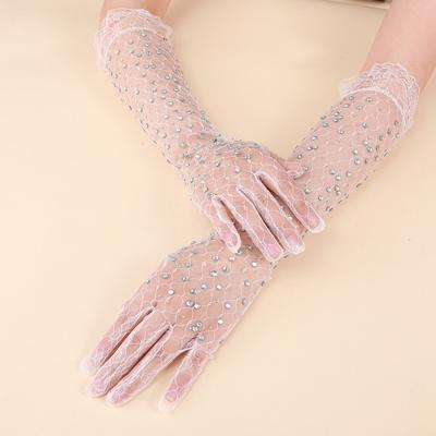 Mănuși lungi Halloween sexy din plasă strălucitoare cu diamante și fir stras Accesorii pentru Femei Petrecere de Nuntă Seară