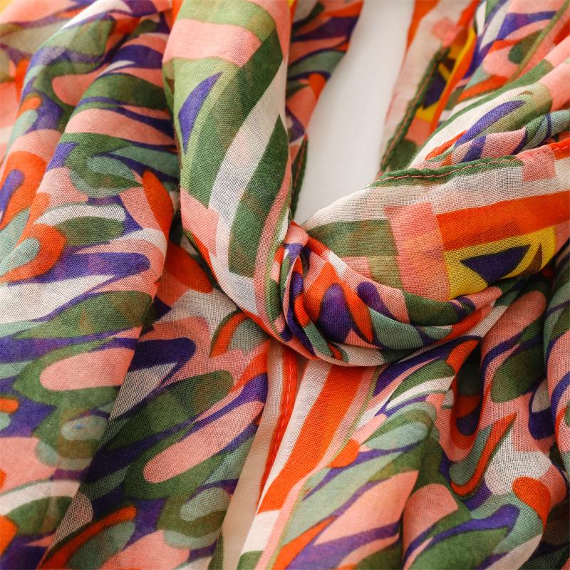 Vibrant Red Tie-Dye Print Scarf with Fringe - Breathable, Adjustable Head Wrap for Women | Stylish Sun Protection for Outdoor Travel & Casual Wear