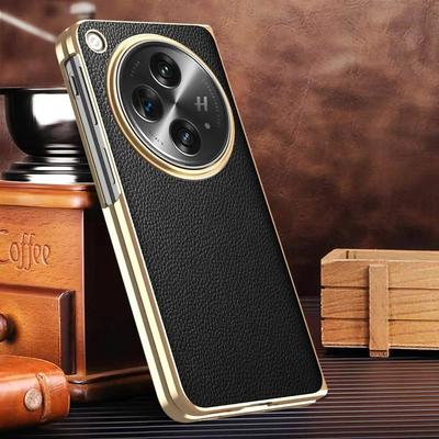 Genuine Leather Case for OPPO Find N N2 N3 Case Luxury Plating Coque for OPPO Find N3 Cover Real Leather Cell Phone Protector