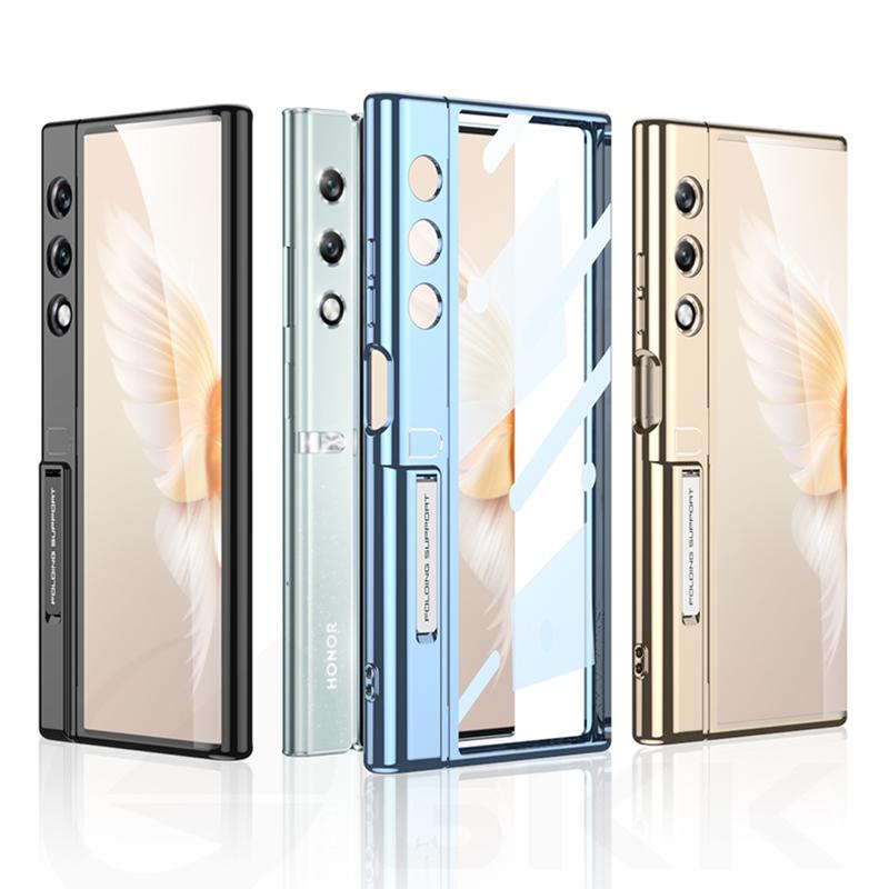 For Honor V Purse Case Transparent Luxury Plating Stand Shockproof All-included Frame Soft TPU Cover For Honor V Purse Case
