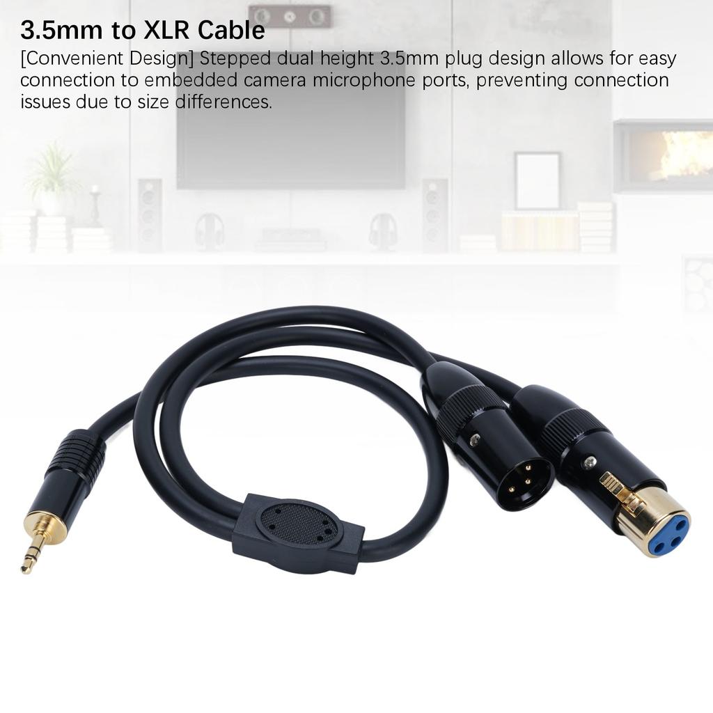 3.5mm to XLR Splitter Cable 0.5m Length 3.5mm Stereo Plug to 3 Pin XLR Male and Female Connector Cab