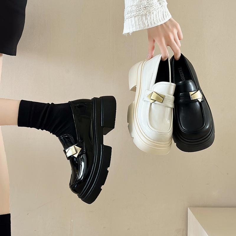 Fashion platform women's new spring British small leather shoes, genuine leather single shoes, spring and autumn high heels