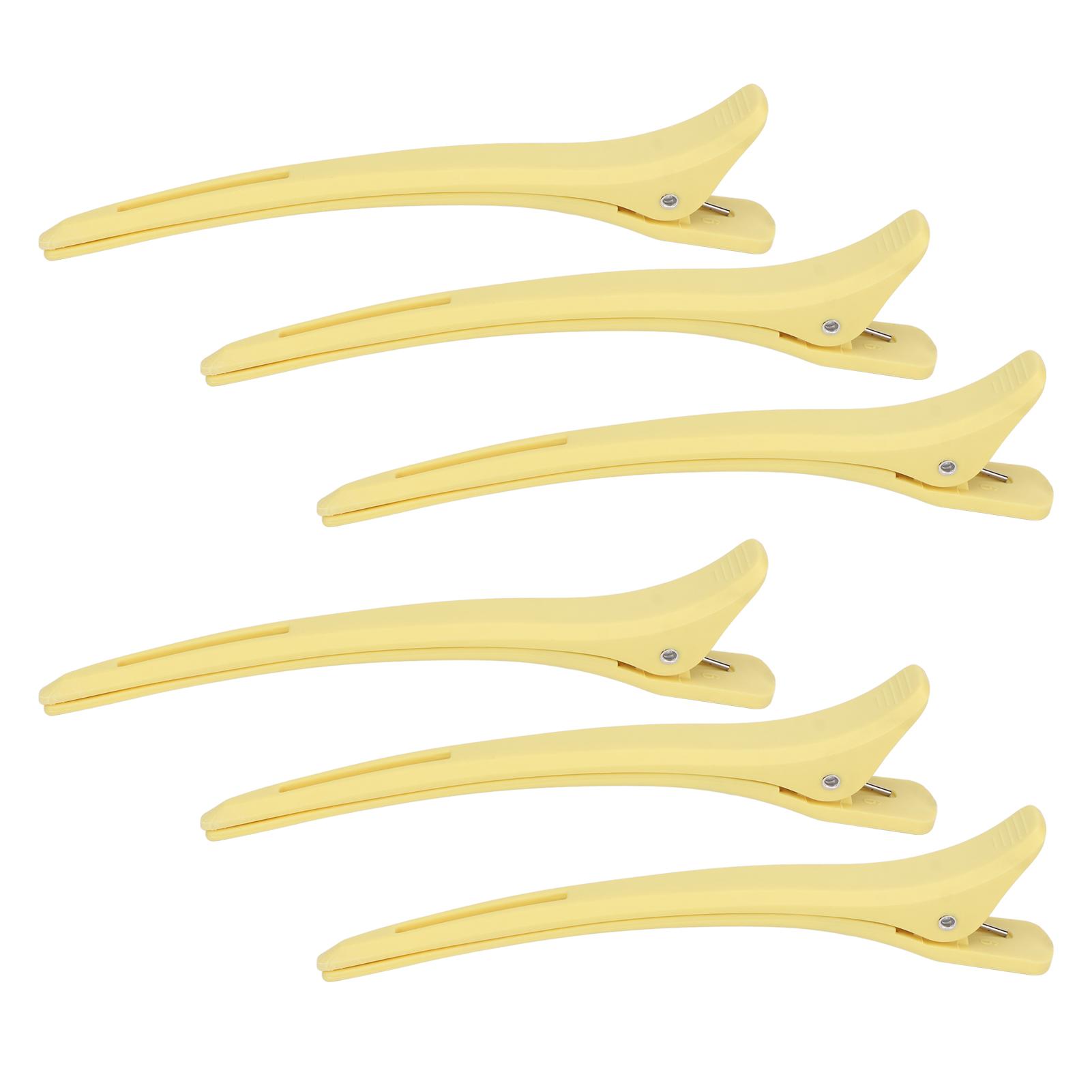 

6 шт. Желтые зажимы для секционирования волос, прочно фиксирующие, для укладки, стрижки, парикмахерского дела, зажимы для волос типа «утиный клюв» для