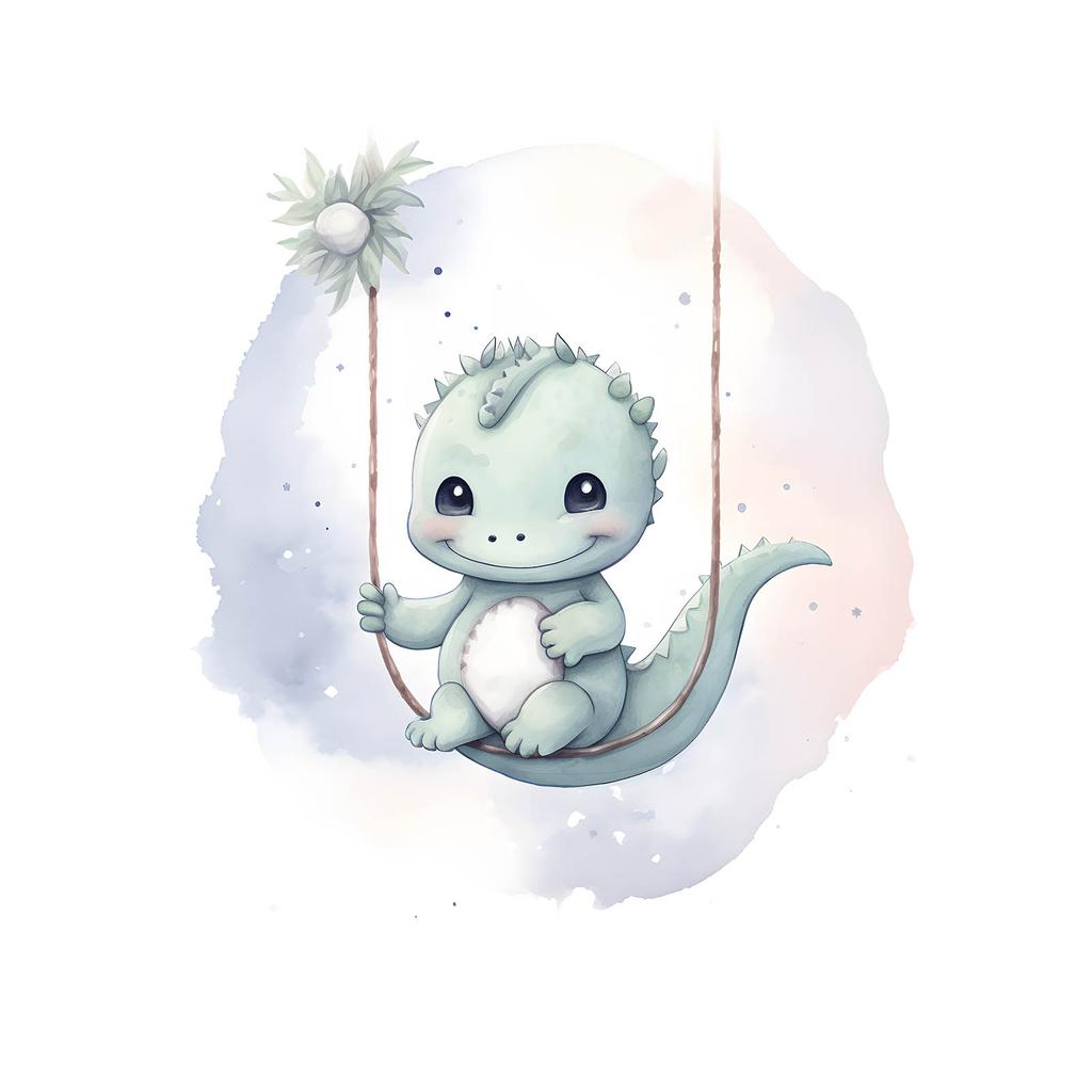 Dinazaur Na Huśtawce Dinazaur Na Huśtawce, 50X70 Cm, Rama Aluminiowa Czarna, Papier Matowy 230 Gsm