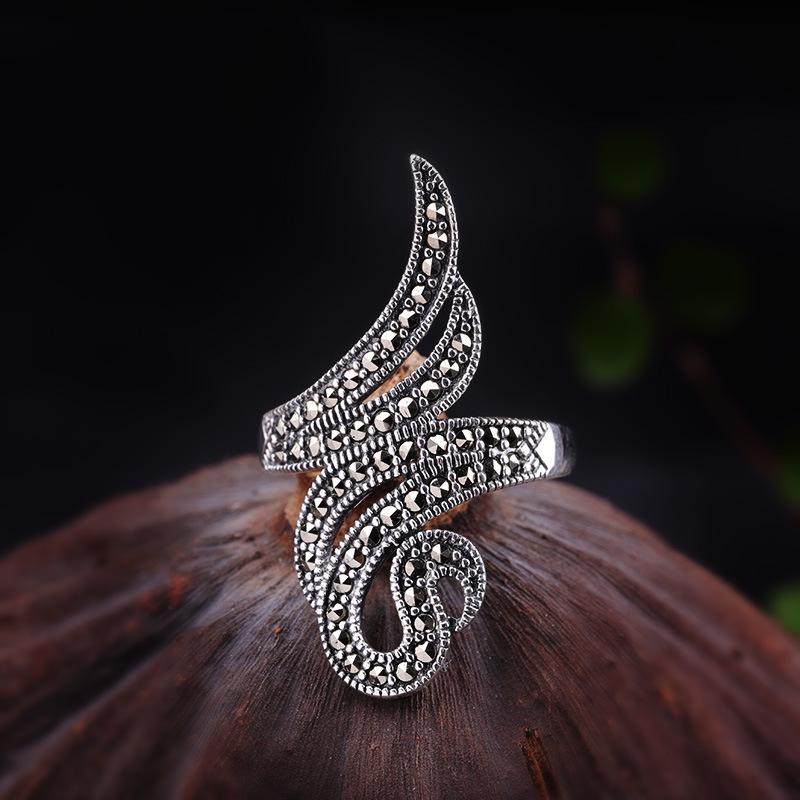 

Women s Handmade Thai S925 Silver Jewelry: Marcasite Ring Adjustable