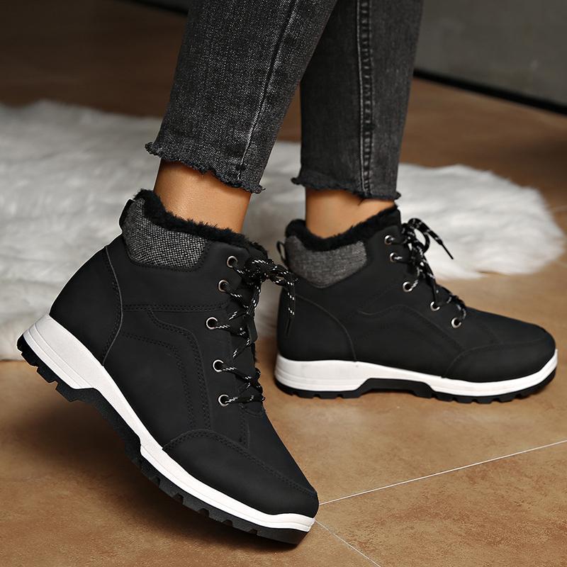 Mode Frauen Lace Up Dicke Sohle Warme Schnee Stiefel 2024 Neue Winter Flauschigen Baumwolle Gepolsterte Schuhe Damen Wasserdicht Rutschfeste plattform Turnschuhe