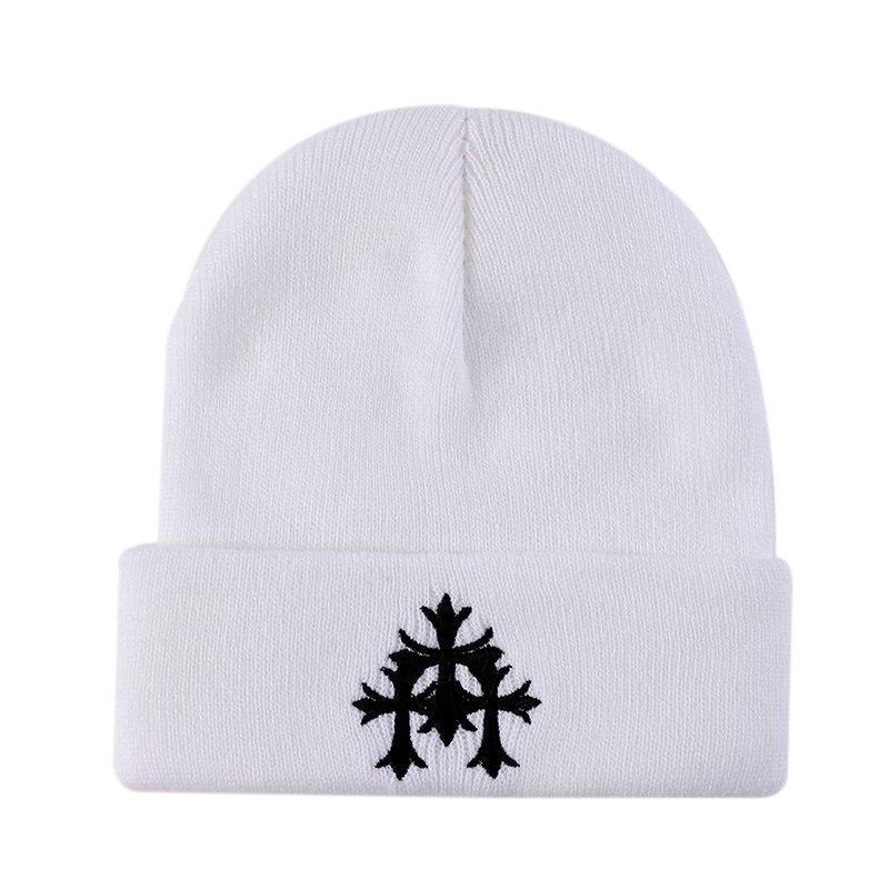 Knitted Hat Autumn and Winter New Embroidered Cross Pullover Hat Men's Personality Street Hip Hop Cold Hat Women's Tide