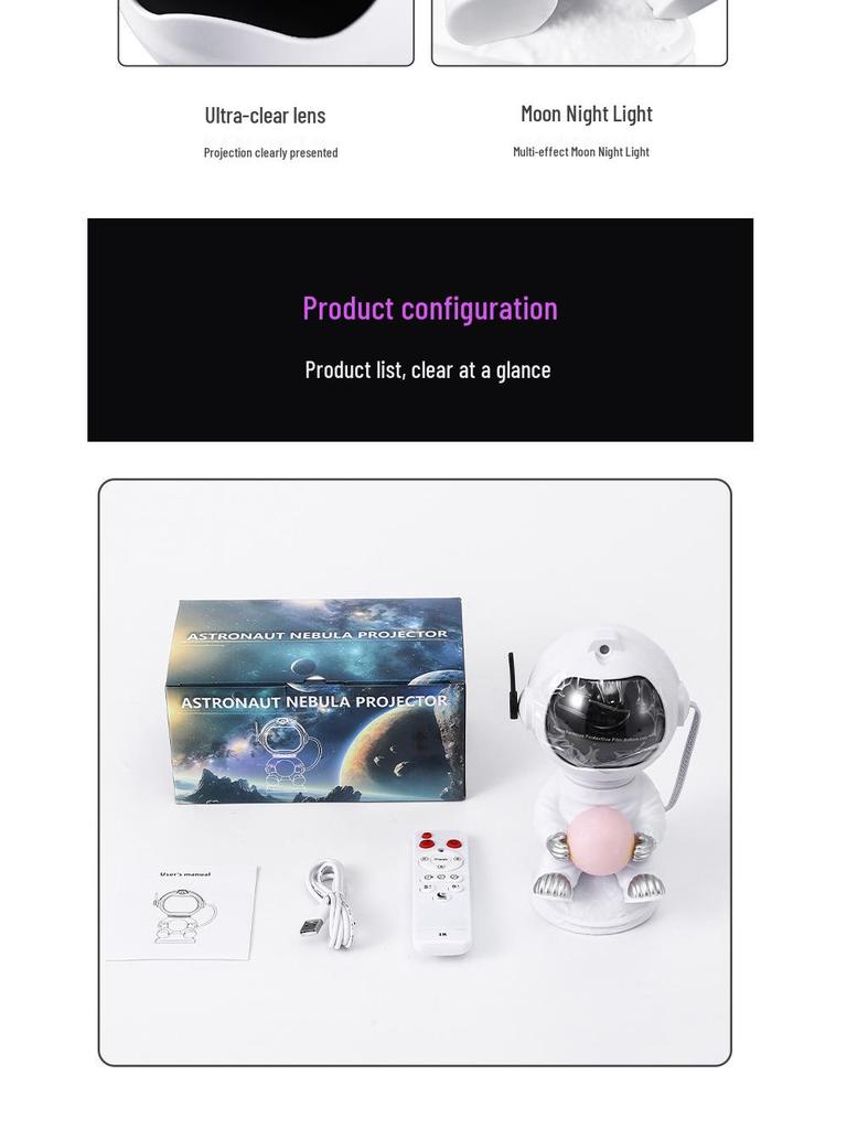 Remote Control Astronaut Projector: Starry Sky Night Light with USB Base