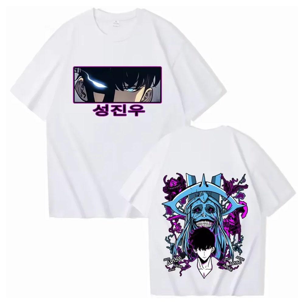 Y2K Unisex Oversize Clothing Anime Solo Leveling T Shirt Sung Jinwoo T Shirts Unisex Hip-Hop T Shirt Harajuku Unisex Casual Top Unisex S