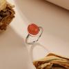 S925 Sterling Silver Inlaid Natural Nanhong Ring Oval Egg Surface Simple Fashion Ring Jewelry Women's Daily Gifts