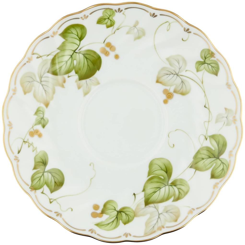 CeCera" Tea Time Collection Coffee Cup & Saucer, Green Leaf Pattern (Gift Boxed) CE1034-28K