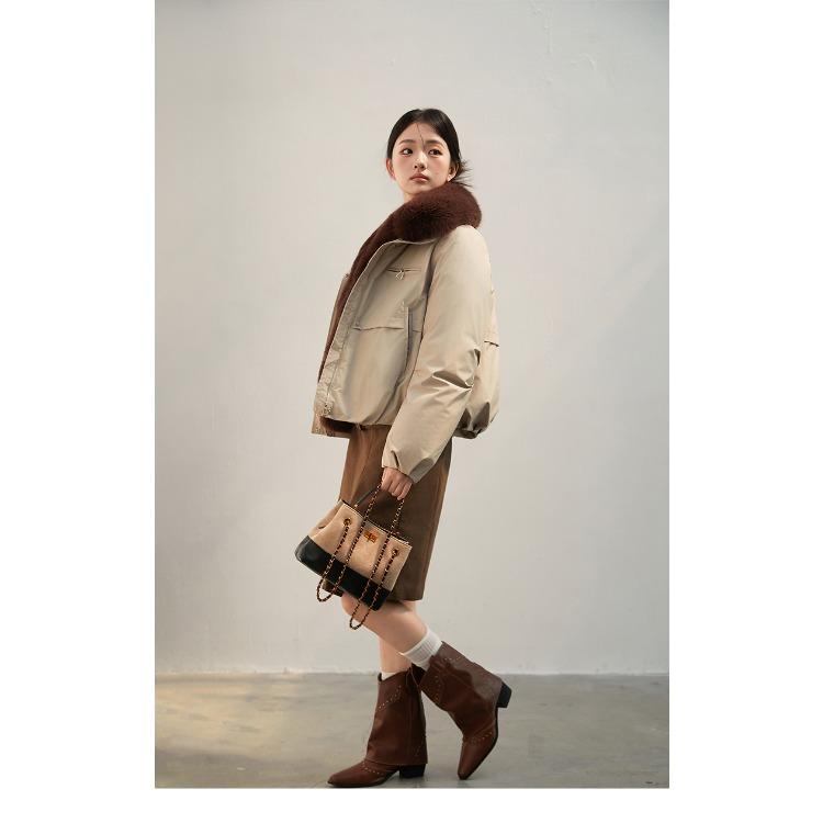 Fashion Short Winter Faux Fur Coat for Women Korean Style Classic Young Elegant Cotton Padded Jacket Versatile Warm Outerwear