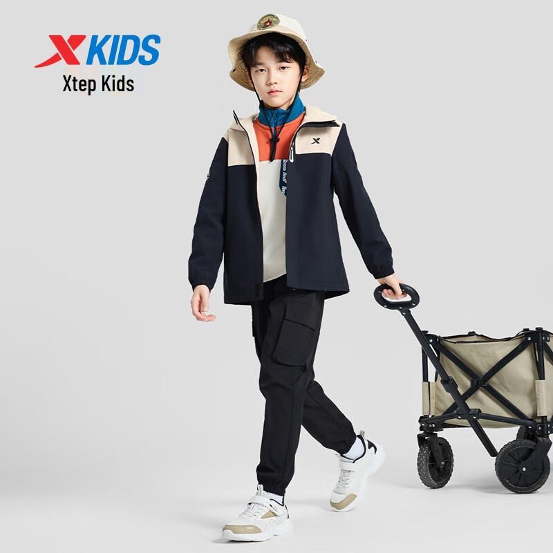 XTEP Kids' Hooded Windproof Soft Shell Jacket