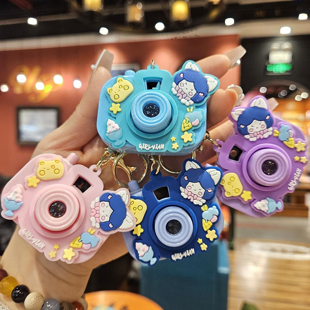 Niedliche Mini-Projektionskamera Cartoon Leuchtendes Projektionslicht Damenhandtasche Schlüsselanhänger Anhänger