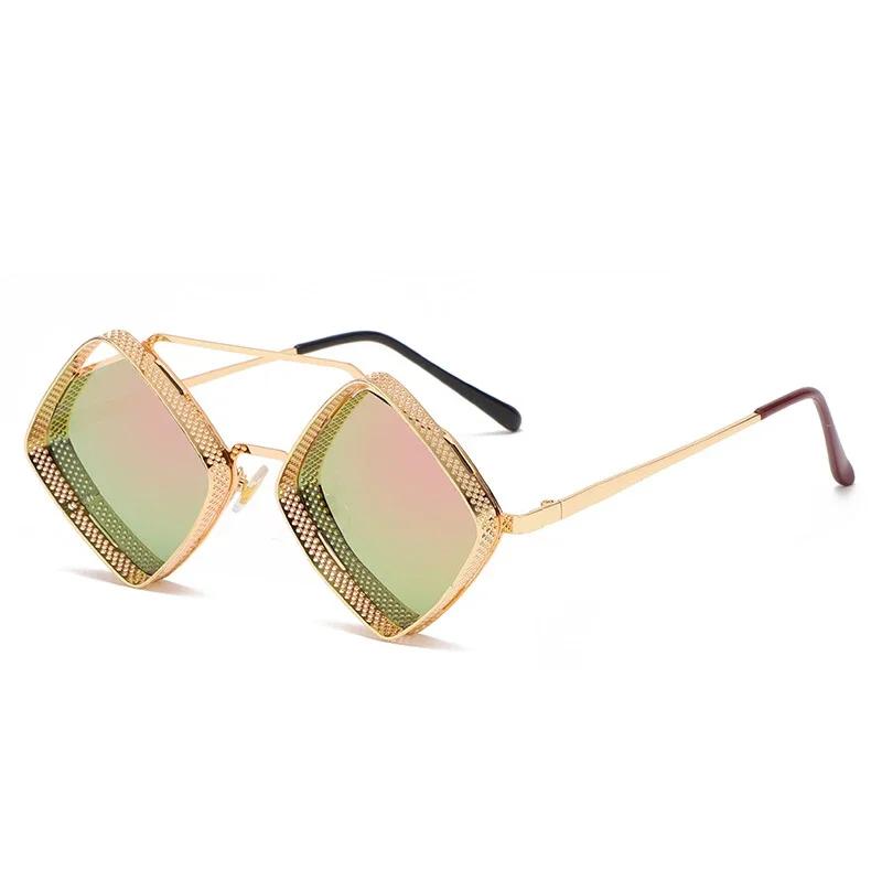 

Steampunk Sunglasses Men Metal Hollow Frame Gradient Mirror Shades UV400 Women Punk Sun Glasses Retro Glasses Gradient Other
