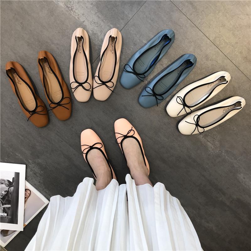 Fashion Bailamos Women Casua Flats Brand New Low Heel Ballet Square Toe Shallow Shoe Slip On Loafer Round Toe Ballet Flat Shoes Zapatos