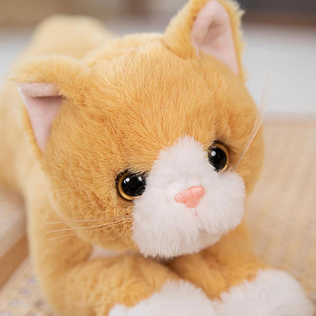 cuddly cat plush perfect for snuggling or cozying perfect as a birthday gift for 50cm soft Soothing and Soft, fluffy, pillow, up. Yellow, kids.