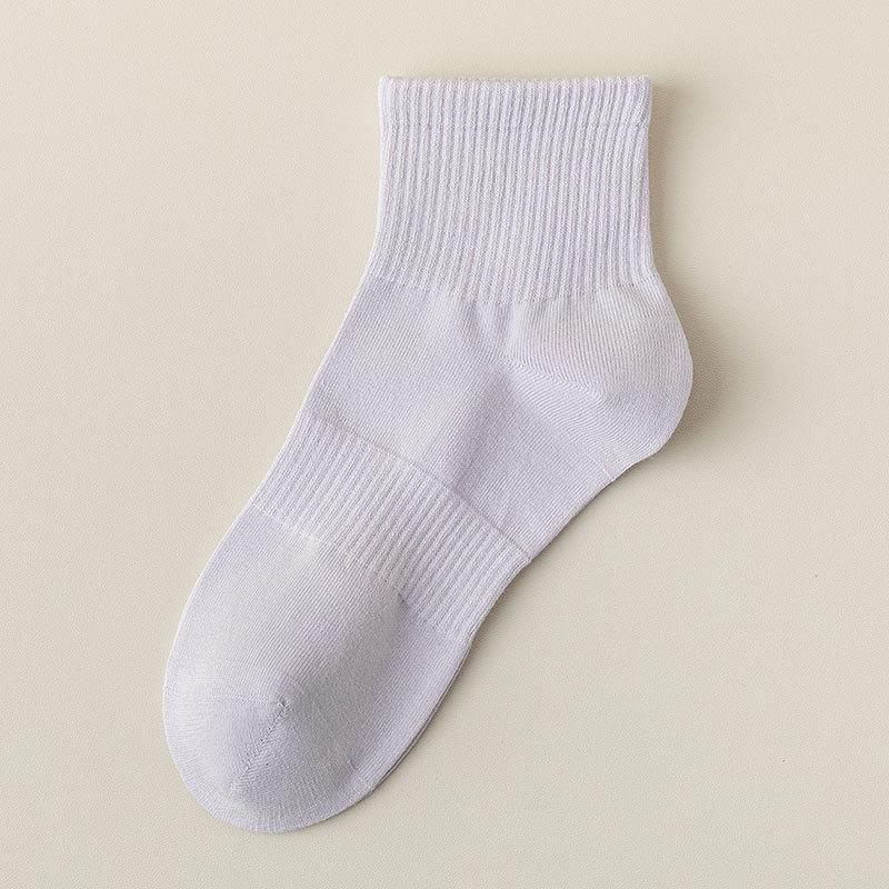 Women's Mid-calf Socks, Boneless Sports Solid Color Cotton Socks, Autumn and Winter Short Socks, Versatile Spring and Summer Socks
