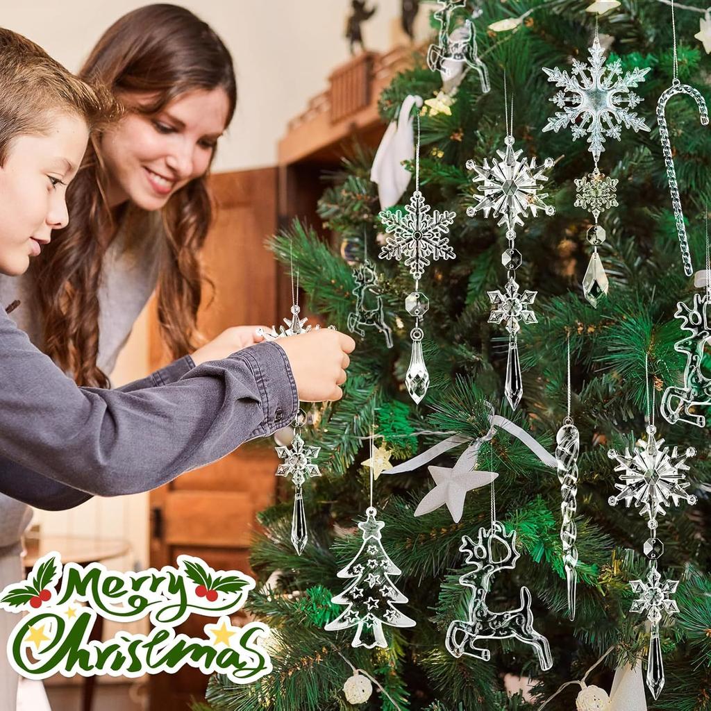 18 Piece Set Of Christmas Pendants, Christmas Tree Decorations, Crystal Christmas Ornaments