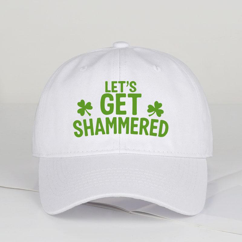 LETS GET SHAMMERED Shamrock Print SoftTop Baseball Cap Soft Comfortable Lightweight  Breathable Humorous  Playful Festiv