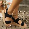 Fashion Women's Minimalist Wedge Sandals Open Toes Thick Platform Casual Sandals Ankle Strap Solid Leopard Print Women's Shoes