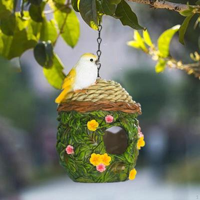 Resin Bird House Nest Nesting Box Colorful Birdhouses Decorative for Yard