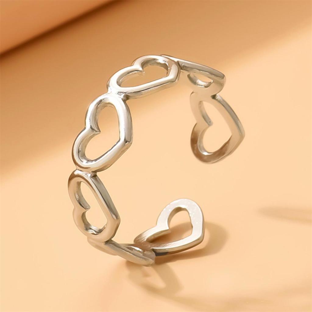Adjustable Gold Plated Stainless Steel Heart Ring