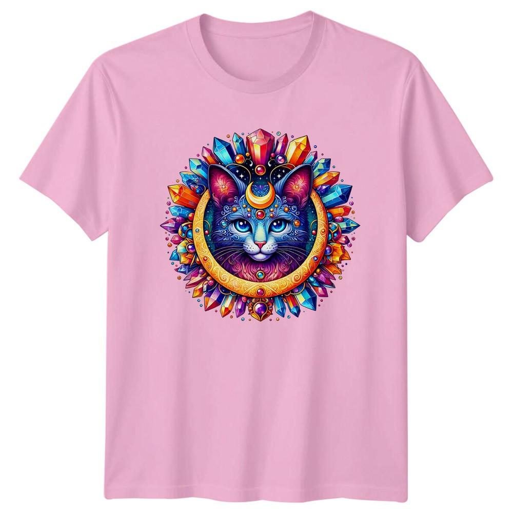 Crystal Cat Crescent Moon Magic Celestial TShirt